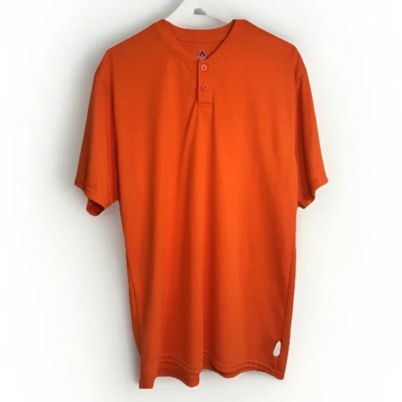 Majestic Men's Orange Cool Base performance jersey moisture-wicking Large Button - Picture 3 of 7
